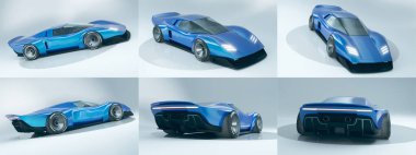 Markasız, jenerik konsept bir arabanın 3 boyutlu çizimi