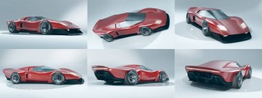 Markasız, jenerik konsept bir arabanın 3 boyutlu çizimi