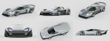 Markasız, jenerik konsept bir arabanın 3 boyutlu çizimi