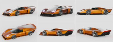 Markasız, jenerik konsept bir arabanın 3 boyutlu çizimi