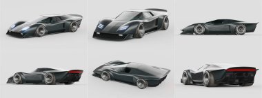 Markasız, jenerik konsept bir arabanın 3 boyutlu çizimi