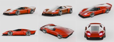 Markasız, jenerik konsept bir arabanın 3 boyutlu çizimi