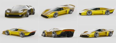 Markasız, jenerik konsept bir arabanın 3 boyutlu çizimi