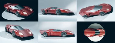 Markasız, jenerik konsept bir arabanın 3 boyutlu çizimi