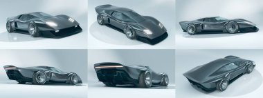 Markasız, jenerik konsept bir arabanın 3 boyutlu çizimi