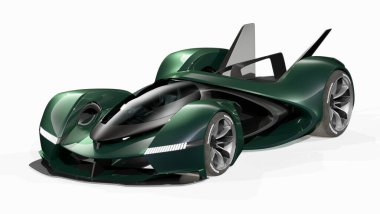 Markasız, jenerik konsept bir arabanın 3 boyutlu çizimi