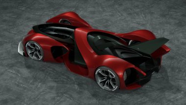 Markasız, jenerik konsept bir arabanın 3 boyutlu çizimi