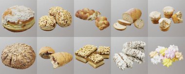 3D görüntüleme - farklı gıdaların koleksiyonu