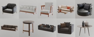 3D bahçe mobilyası seti