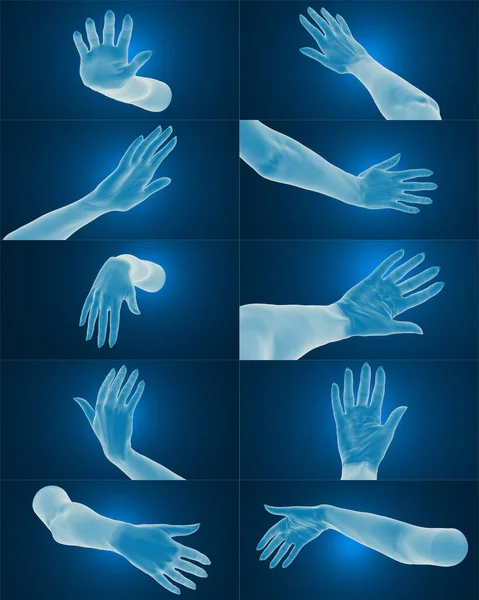 Renderowanie Skanowanie Ludzkiej Ręki — Zdjęcie stockowe