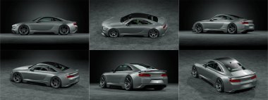 Markasız, jenerik konsept bir arabanın 3 boyutlu çizimi