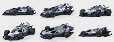 Markasız, jenerik konsept bir arabanın 3 boyutlu çizimi