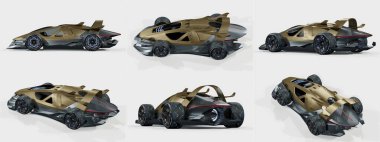 Markasız, jenerik konsept bir arabanın 3 boyutlu çizimi