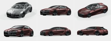 Markasız, jenerik konsept bir arabanın 3 boyutlu çizimi