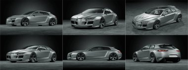 Markasız, jenerik konsept bir arabanın 3 boyutlu çizimi