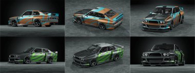 Markasız, jenerik konsept bir arabanın 3 boyutlu çizimi