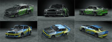 Markasız, jenerik konsept bir arabanın 3 boyutlu çizimi