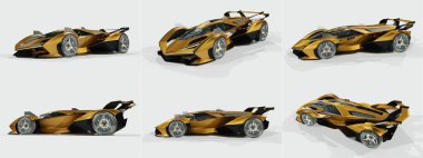 Markasız, jenerik konsept bir arabanın 3 boyutlu çizimi