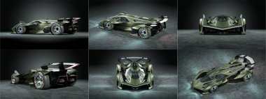 Markasız, jenerik konsept bir arabanın 3 boyutlu çizimi