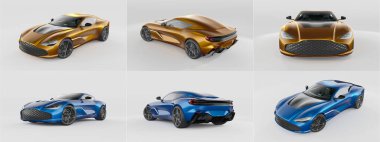 Markasız, jenerik konsept bir arabanın 3 boyutlu çizimi