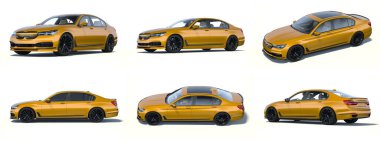 Stüdyo ortamında markasız, jenerik konsept bir arabanın 3 boyutlu çizimi