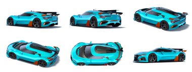 Markasız, jenerik konsept bir arabanın 3 boyutlu çizimi