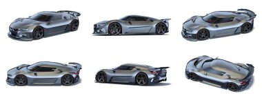 Markasız, jenerik konsept bir arabanın 3 boyutlu çizimi