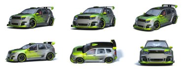 Markasız, jenerik konsept bir arabanın 3 boyutlu çizimi