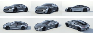 Markasız, jenerik konsept bir arabanın 3 boyutlu çizimi