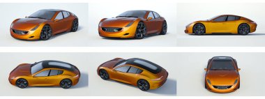 Markasız, jenerik konsept bir arabanın 3 boyutlu çizimi