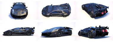 Markasız, jenerik konsept bir arabanın 3 boyutlu çizimi