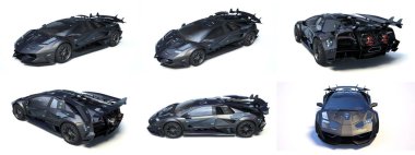 Markasız, jenerik konsept bir arabanın 3 boyutlu çizimi