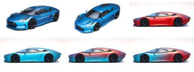 Markasız, jenerik konsept bir arabanın 3 boyutlu çizimi