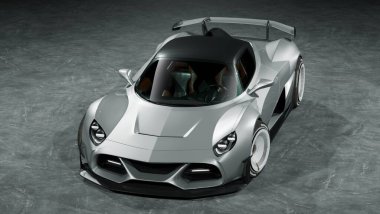 Markasız, jenerik konsept bir arabanın 3 boyutlu çizimi