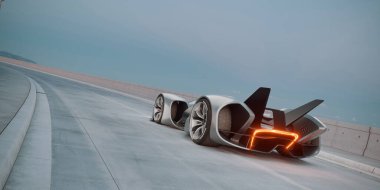 Markasız, jenerik konsept bir arabanın 3 boyutlu çizimi