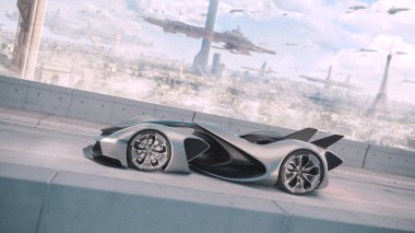 Markasız, jenerik konsept bir arabanın 3 boyutlu çizimi