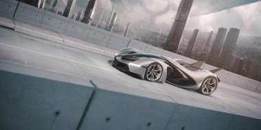 Markasız, jenerik konsept bir arabanın 3 boyutlu çizimi