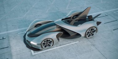 Markasız, jenerik konsept bir arabanın 3 boyutlu çizimi