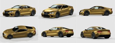 Markasız, jenerik konsept bir arabanın 3 boyutlu çizimi