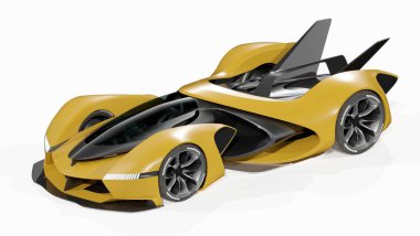 Markasız, jenerik konsept bir arabanın 3 boyutlu çizimi