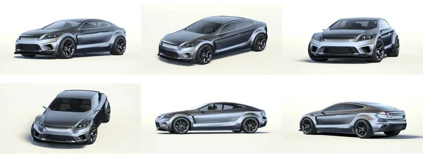 スタジオ環境でのブランドのない一般的な概念車の3Dレンダリング — ストック写真