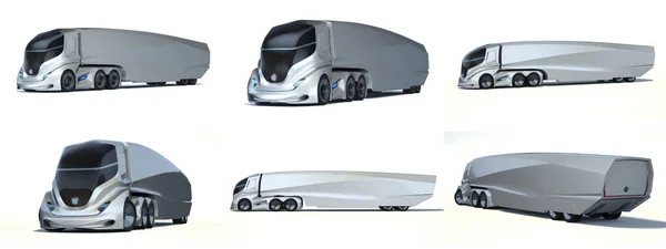 Weergave Van Een Merkloze Generieke Conceptauto Elektrische Autonome Vrachtwagen — Stockfoto
