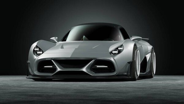 3D rendering of a brand-less generic concept car