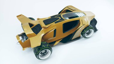 Markasız, jenerik konsept bir arabanın 3 boyutlu çizimi