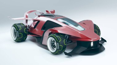 Markasız, jenerik konsept bir arabanın 3 boyutlu çizimi