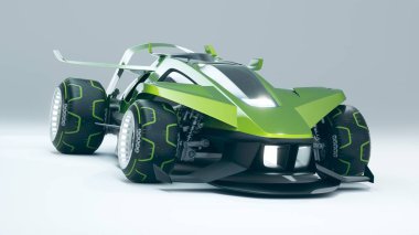 Markasız, jenerik konsept bir arabanın 3 boyutlu çizimi