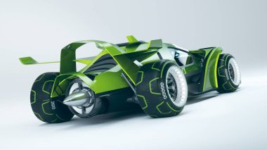 Markasız, jenerik konsept bir arabanın 3 boyutlu çizimi