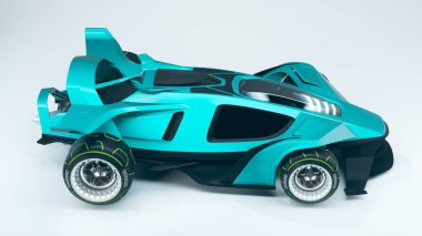 Markasız, jenerik konsept bir arabanın 3 boyutlu çizimi