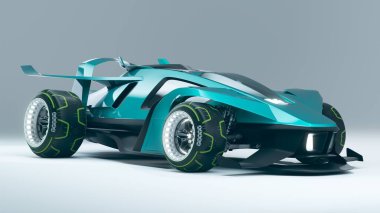 Markasız, jenerik konsept bir arabanın 3 boyutlu çizimi