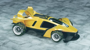 Markasız, jenerik konsept bir arabanın 3 boyutlu çizimi